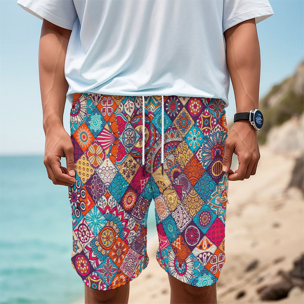 Ethnic Bohemian Mandala Pattern Print Men's Cargo Shorts