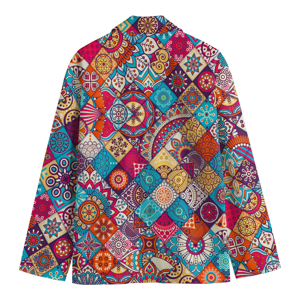 Ethnic Bohemian Mandala Pattern Print Men's Cotton Blazer