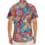 Ethnic Bohemian Mandala Pattern Print Men's Deep V-Neck Shirt