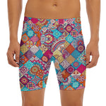 Ethnic Bohemian Mandala Pattern Print Men's Long Boxer Briefs