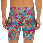 Ethnic Bohemian Mandala Pattern Print Men's Long Boxer Briefs