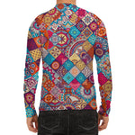 Ethnic Bohemian Mandala Pattern Print Men's Long Sleeve Rash Guard
