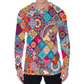 Ethnic Bohemian Mandala Pattern Print Men's Long Sleeve T-Shirt
