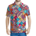 Ethnic Bohemian Mandala Pattern Print Men's Polo Shirt