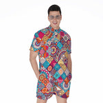 Ethnic Bohemian Mandala Pattern Print Men's Rompers