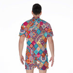 Ethnic Bohemian Mandala Pattern Print Men's Rompers