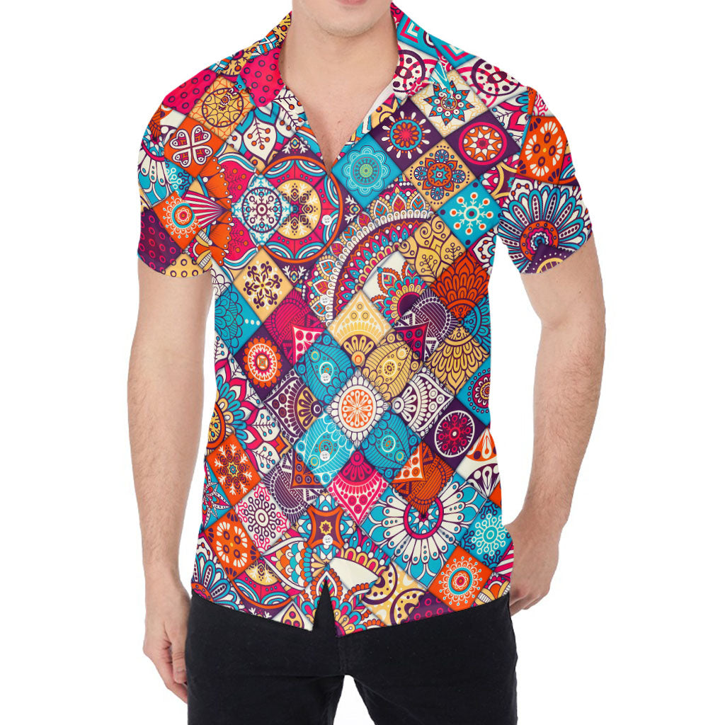 Ethnic Bohemian Mandala Pattern Print Men's Shirt