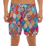 Ethnic Bohemian Mandala Pattern Print Men's Split Running Shorts