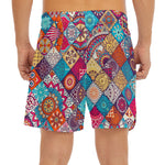 Ethnic Bohemian Mandala Pattern Print Men's Split Running Shorts