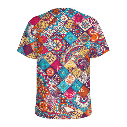 Ethnic Bohemian Mandala Pattern Print Men's Sports T-Shirt