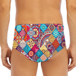 Ethnic Bohemian Mandala Pattern Print Men's Triangle Swim Briefs