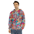 Ethnic Bohemian Mandala Pattern Print Men's Velvet Pullover Hoodie