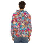 Ethnic Bohemian Mandala Pattern Print Men's Velvet Pullover Hoodie