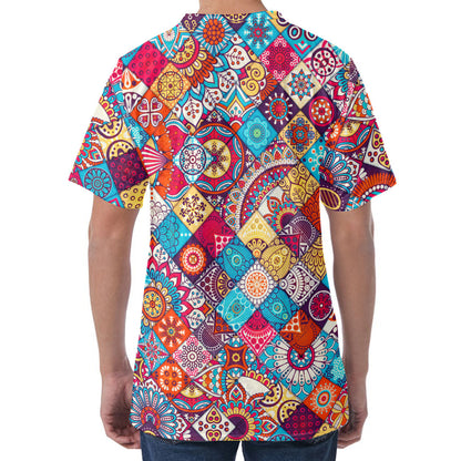 Ethnic Bohemian Mandala Pattern Print Men's Velvet T-Shirt