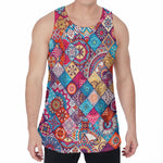 Ethnic Bohemian Mandala Pattern Print Men's Velvet Tank Top