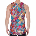 Ethnic Bohemian Mandala Pattern Print Men's Velvet Tank Top