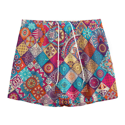 Ethnic Bohemian Mandala Pattern Print Mesh Shorts