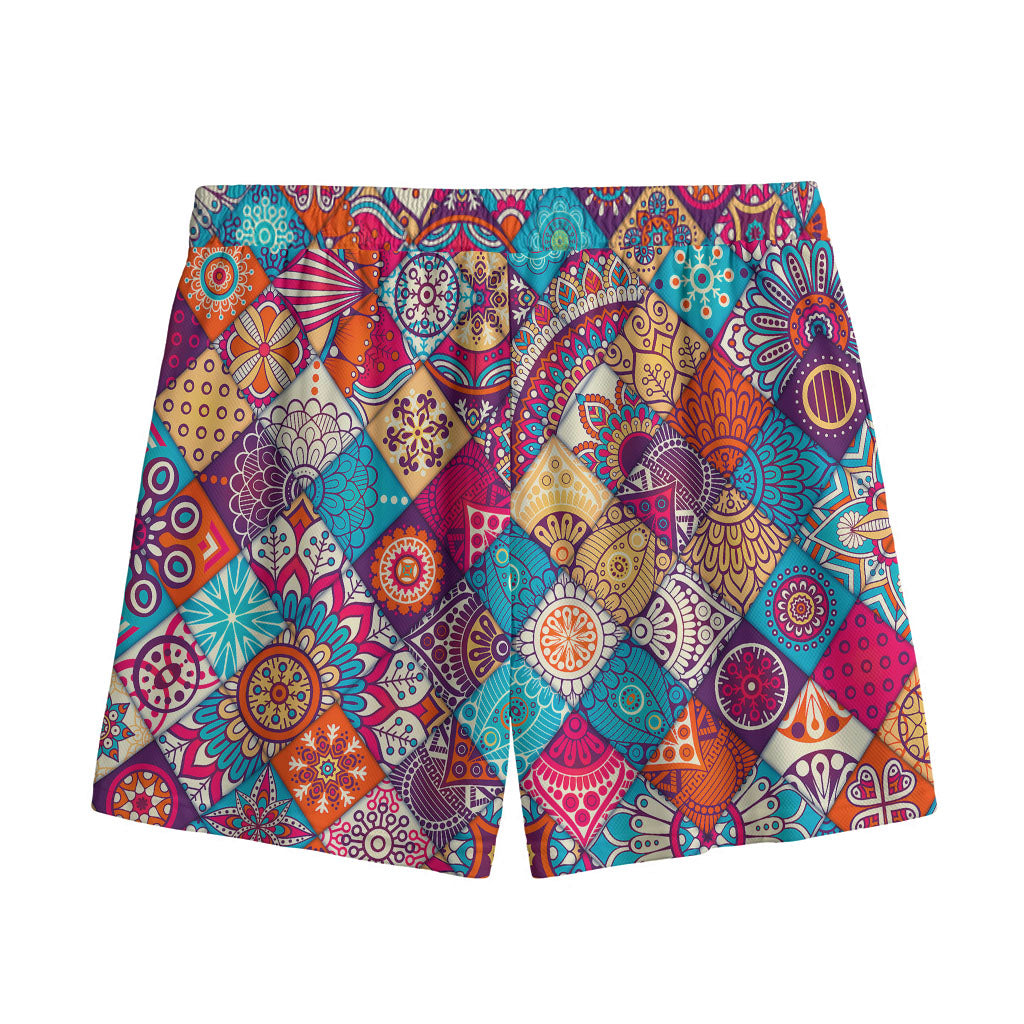 Ethnic Bohemian Mandala Pattern Print Mesh Shorts