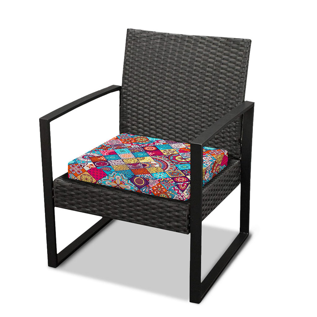 Ethnic Bohemian Mandala Pattern Print Outdoor Seat Cushion Cover