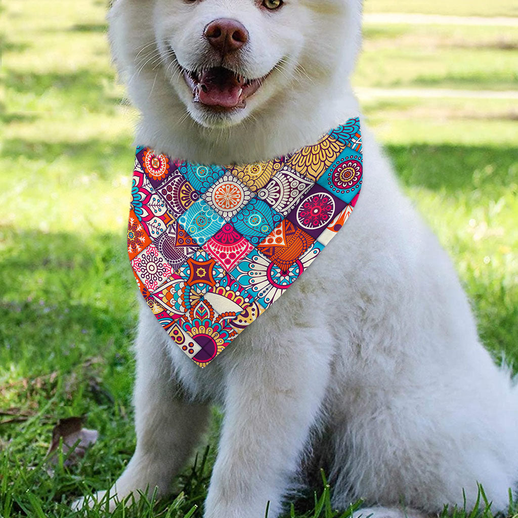 Ethnic Bohemian Mandala Pattern Print Over The Collar Dog Bandana