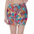 Ethnic Bohemian Mandala Pattern Print Pencil Mini Skirt