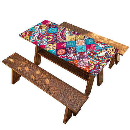 Ethnic Bohemian Mandala Pattern Print Picnic Table Cover