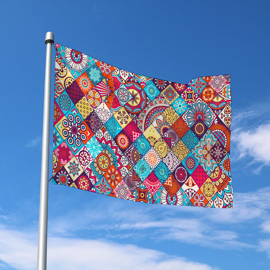 Ethnic Bohemian Mandala Pattern Print Polyester Flag