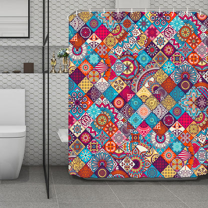 Ethnic Bohemian Mandala Pattern Print Polyester Shower Curtain