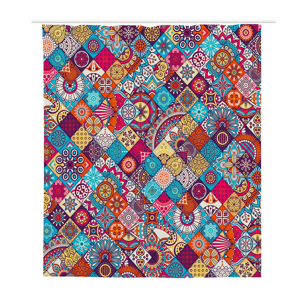 Ethnic Bohemian Mandala Pattern Print Polyester Shower Curtain
