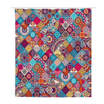 Ethnic Bohemian Mandala Pattern Print Polyester Shower Curtain