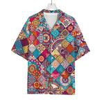 Ethnic Bohemian Mandala Pattern Print Rayon Hawaiian Shirt