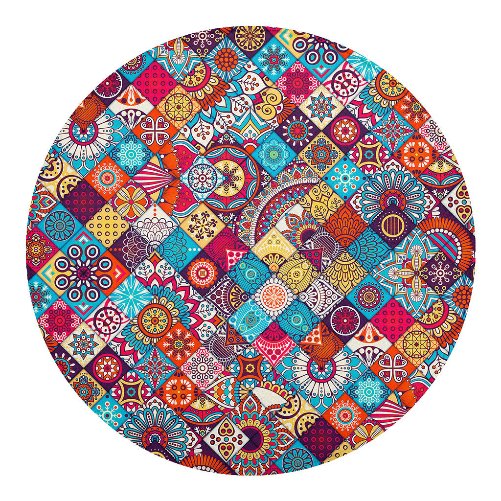 Ethnic Bohemian Mandala Pattern Print Round Blanket