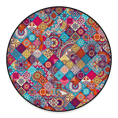 Ethnic Bohemian Mandala Pattern Print Round Floor Mat