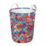 Ethnic Bohemian Mandala Pattern Print Round Laundry Basket