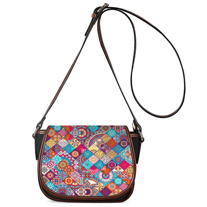Ethnic Bohemian Mandala Pattern Print Saddle Bag