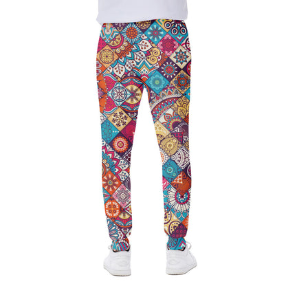 Ethnic Bohemian Mandala Pattern Print Scuba Joggers