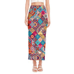 Ethnic Bohemian Mandala Pattern Print Side Slit Maxi Skirt