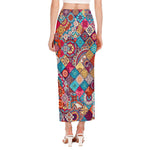 Ethnic Bohemian Mandala Pattern Print Side Slit Maxi Skirt