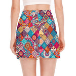 Ethnic Bohemian Mandala Pattern Print Side Slit Mini Skirt