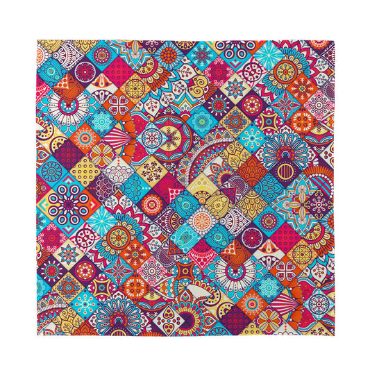 Ethnic Bohemian Mandala Pattern Print Silk Bandana