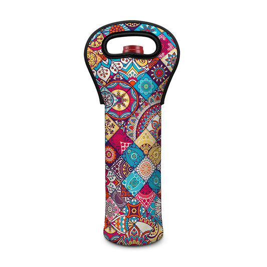 Ethnic Bohemian Mandala Pattern Print Single Neoprene Wine Tote