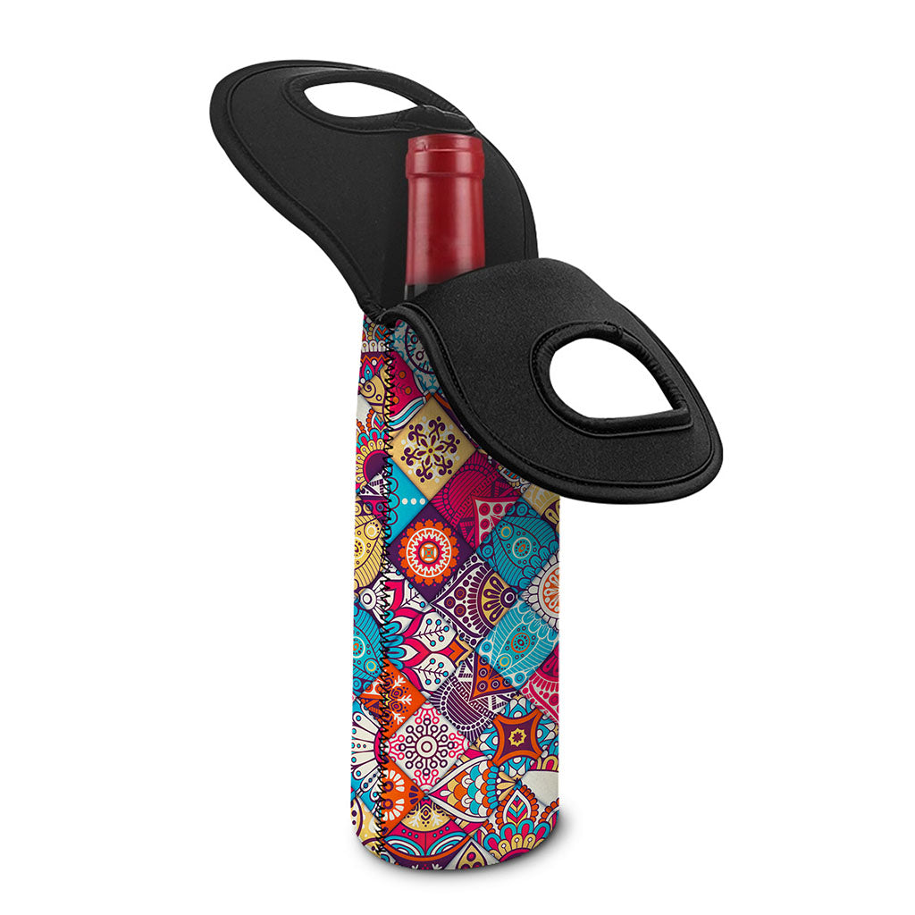 Ethnic Bohemian Mandala Pattern Print Single Neoprene Wine Tote