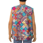 Ethnic Bohemian Mandala Pattern Print Sleeveless Baseball Jersey