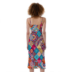 Ethnic Bohemian Mandala Pattern Print Slim Fit Midi Cami Dress