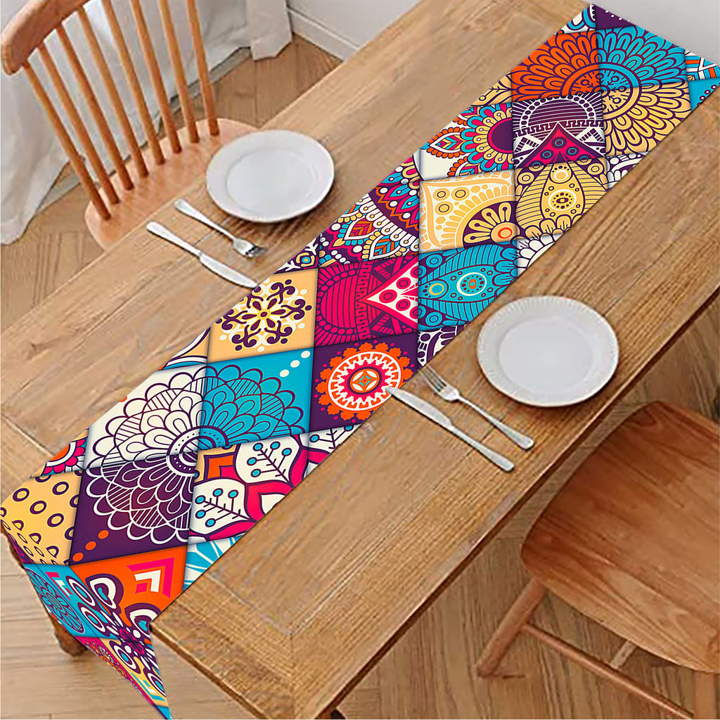 Ethnic Bohemian Mandala Pattern Print Table Runner