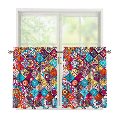 Ethnic Bohemian Mandala Pattern Print Tier Curtains