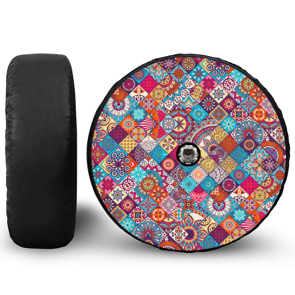 Ethnic Bohemian Mandala Pattern Print Tire Cover With Camera Hole