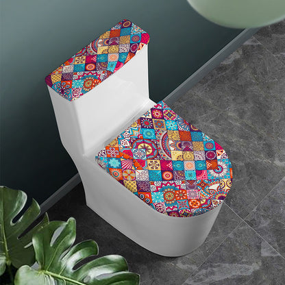 Ethnic Bohemian Mandala Pattern Print Toilet Lid And Tank Cover Set