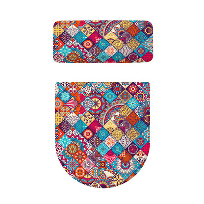 Ethnic Bohemian Mandala Pattern Print Toilet Lid And Tank Cover Set