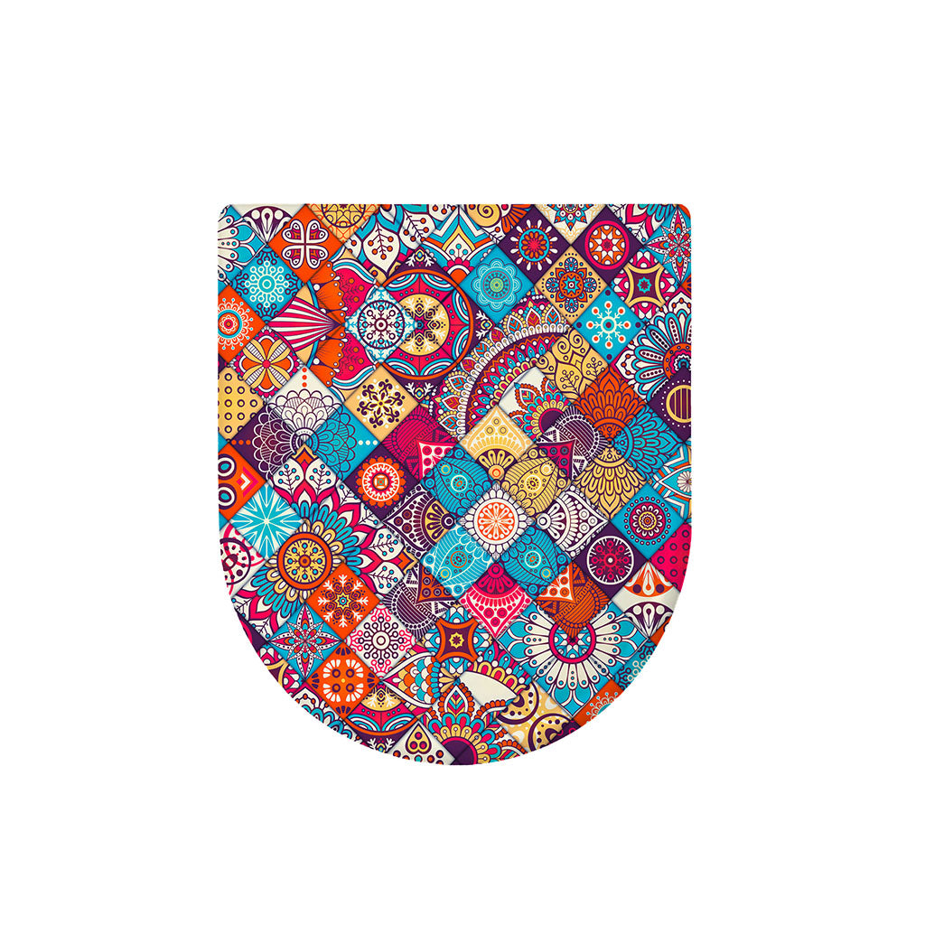 Ethnic Bohemian Mandala Pattern Print Toilet Lid Cover